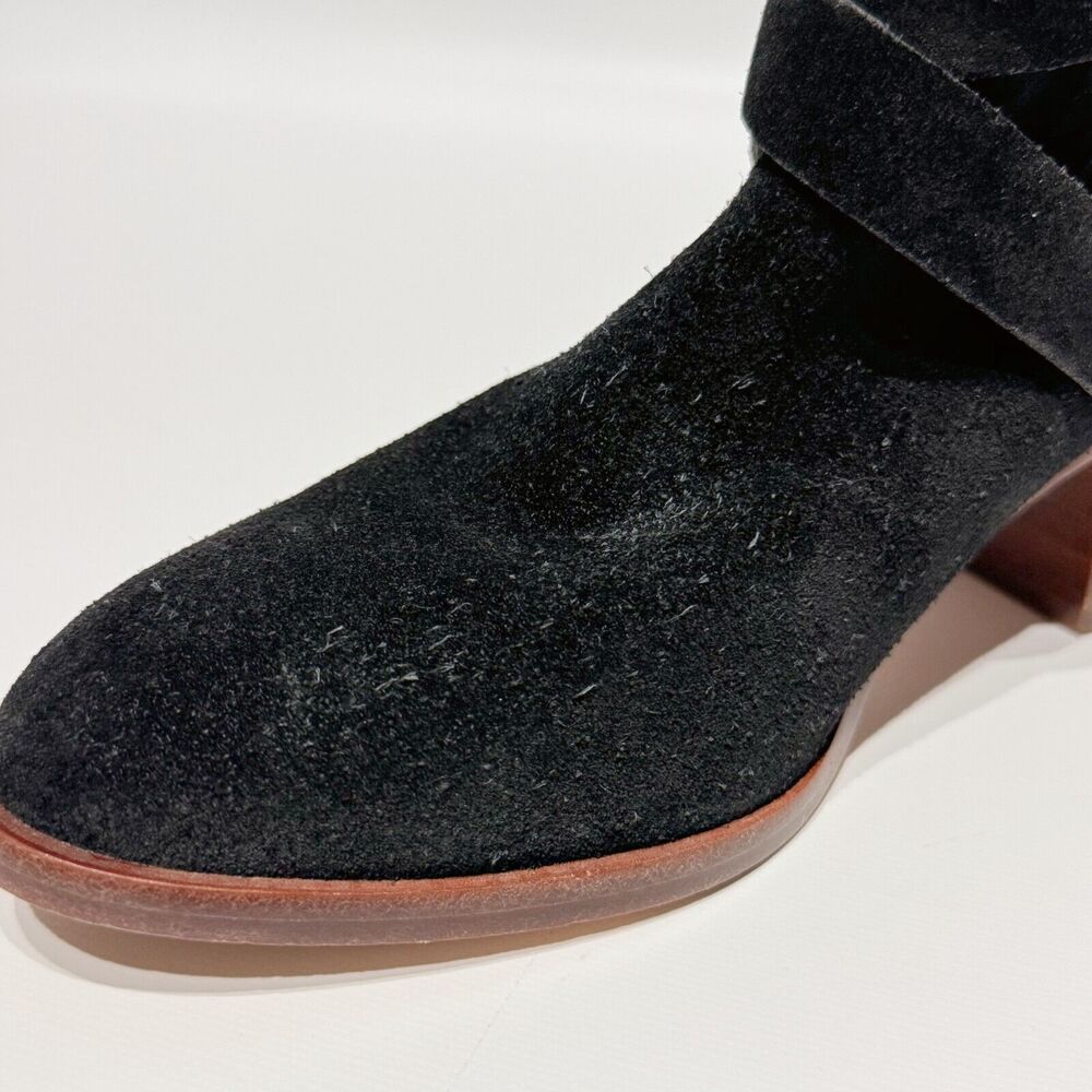 Kate Spade Polly Black Suede Buckle Strap Ankle Booties Boots Women’s Size 8M - Picture 4 of 8